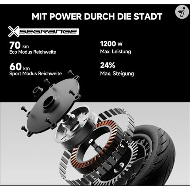 ninebot by Segway E-Scooter F3 Pro D, 500 W, 20 km/h, Eco Modus Reichweite 70 km, 10-Zoll Reifen, IPX6, Schwarz – Bild 3
