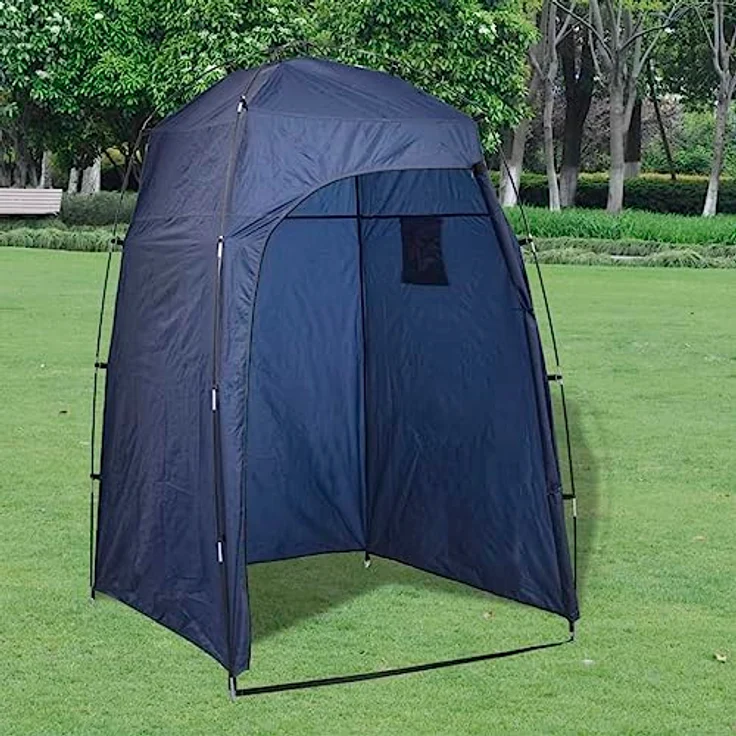 vidaXL Duschzelt Toilettenzelt Umkleidezelt Zelt Beistellzelt Lagerzelt Camping, stabil mit Fiberglas Zeltstangen, praktisch und langlebig, große Tür mit Reißverschluss, beige – Bild 2