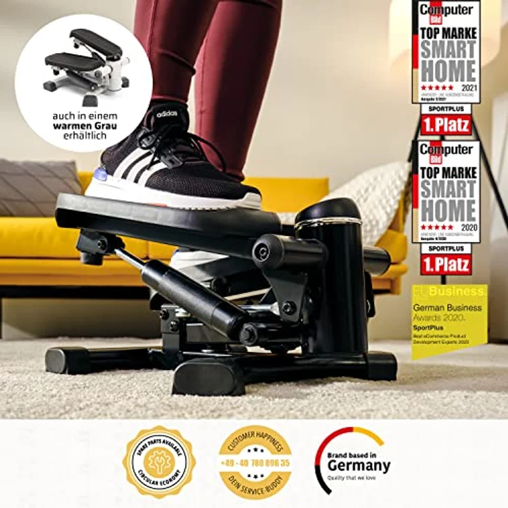 SportPlus 2-in-1 Mini-Stepper mit patentierter Umschalttechnik, Swing-Stepper und Auf-und-Ab-Stepper in einem Gerät, bis 100kg, verschleißfreie Hydraulik-Zylinder – Bild 2