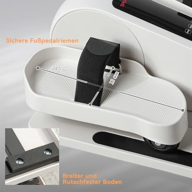 SPORTNOW Mini Ellipsentrainer, elektrischer Untertisch Crosstrainer mit 12 Geschwindigkeiten, 7 Widerstandsstufen, Fernbedienung und LED-Display, Weiß/Schwarz – Bild 6