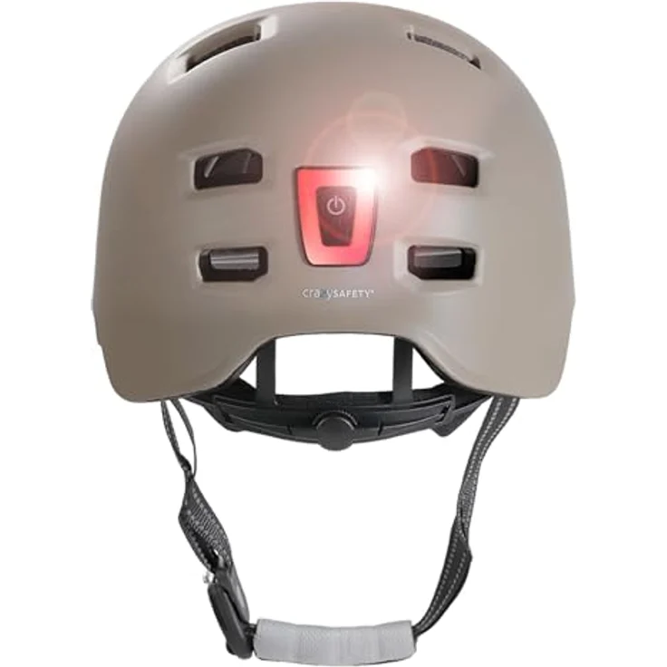 Crazy Safety Velohelm Matt Sand, Fahrradhelm für 57-61 cm mit Belüftung und verstellbarem Gurt – Bild 4