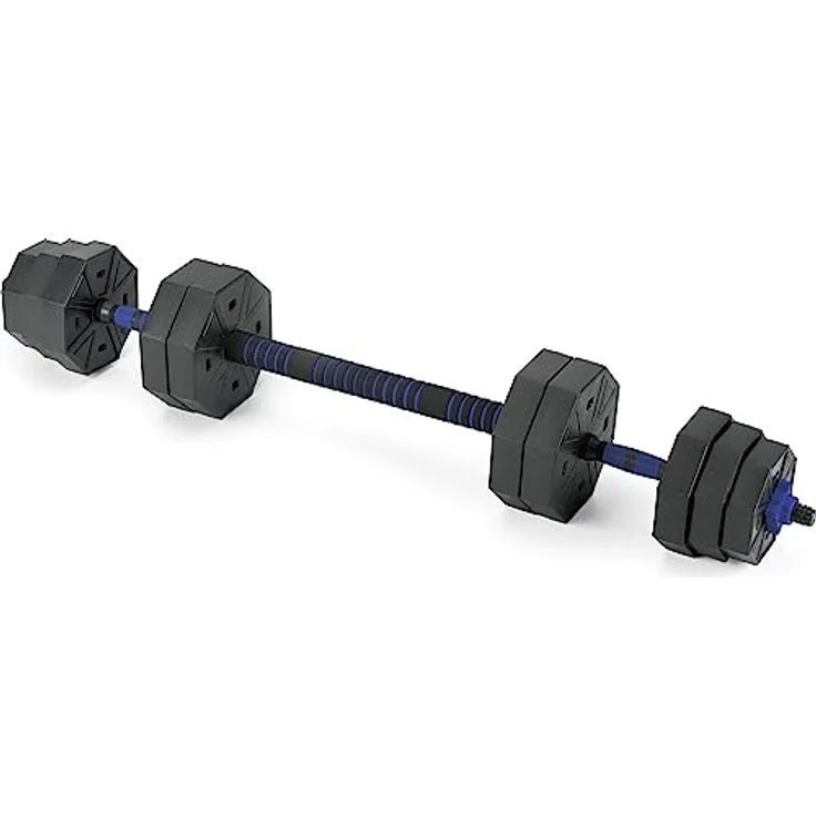 Gymtek Hanteln Set 2in1 Kurzhanteln und Langhantel, Gewicht verstellbar, Krafttraining Zuhause (Blau 2x20kg) – Bild 5