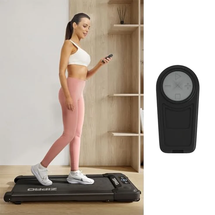 ZIPRO YOUGO Laufband für Zuhause Klappbar Elektrisches Laufband, Walking Pad für Schreibtisch, Geschwindigkeit 1-6 km/h, Max. Benutzergewicht 110 kg, Bluetooth-Lautsprecher, Fernbedienung, LED-Anzeige, Kompakt – Bild 4