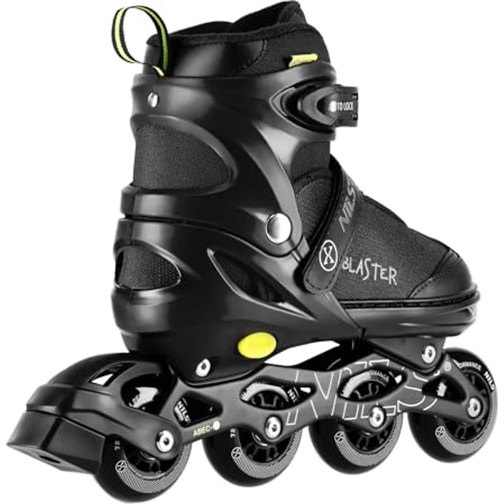 NILS CAMP NILS Extreme Blaster Inline-Skates, Schwarz mit Gelb, Auto-Lock-System, verstellbare Schnallen, gepolsterter Innenschuh – Bild 2