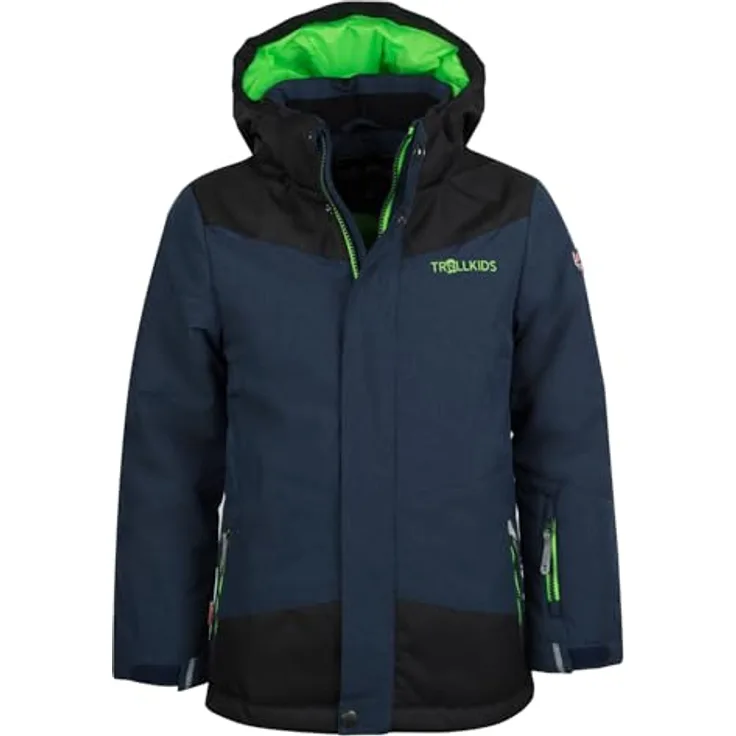 Trollkids Kid's Norefjell Jacket, Skijacke für Jungen, wasserabweisend, abnehmbare Kapuze, Blau, Größe 98