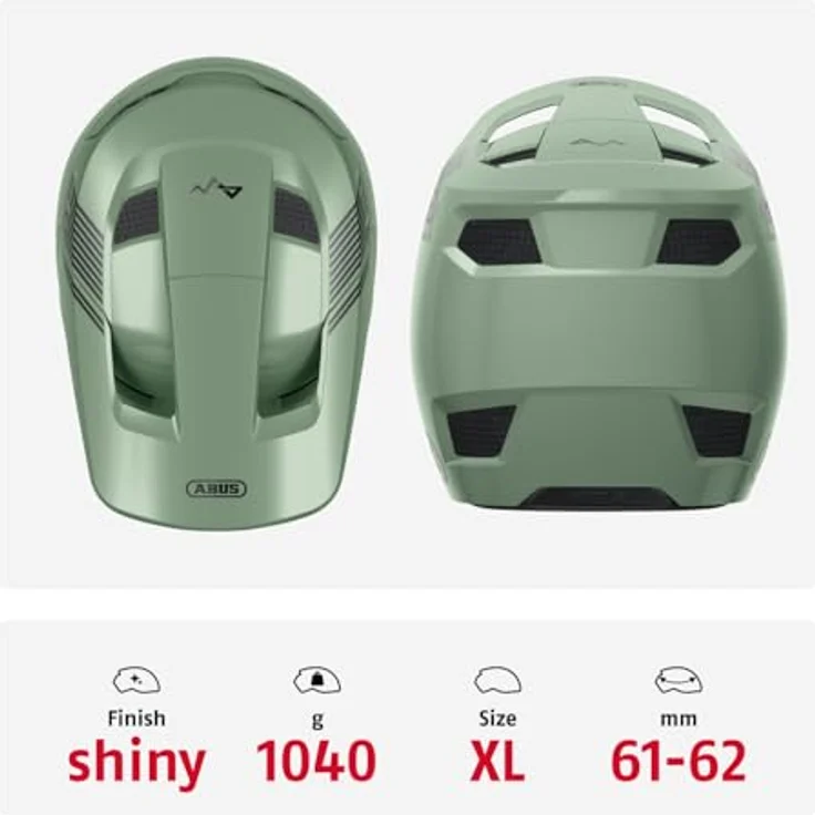 ABUS Downhill Helm HiDrop, ASTM-er Fullface Helm mit ABS-Außenschale für MTB, für Erwachsene und Jugendliche, Grün, Größe XL – Bild 3