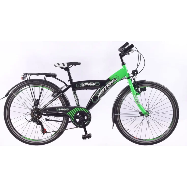 Ty-Trade 26 Zoll Kinder Jungen City Fahrrad Rad Bike Cityrad MISTRAL GRÜN, 6 Gang Shimano Gangschaltung, Aluminium V-Bremsen und LED Beleuchtung