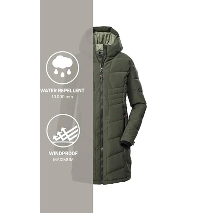 Killtec Kow 219 Grls Qltd Ct, Skijacke für Mädchen, winddicht und wasserabweisend, dunkeloliv, Größe 152 – Bild 6