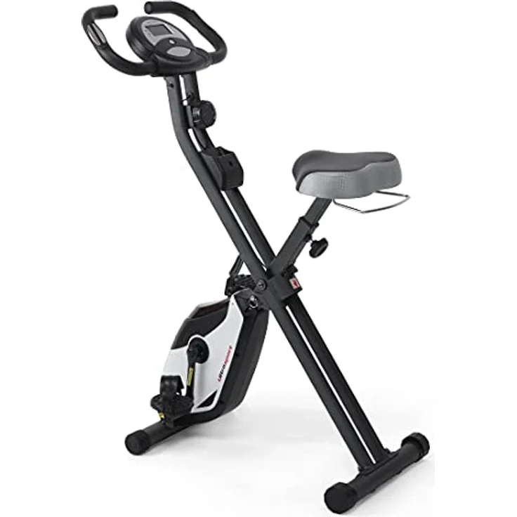 Ultrasport F-Bike Heavy, Fahrradtrainer, Fitnessfahrrad LCD Trainingscomputer, Klappbarer Hometrainer, Max. Benutzergwicht 130kg, Pulsmessung, 8 Widerstandsstufen, Handtuchhalterung, Matt schwarz – Bild 1