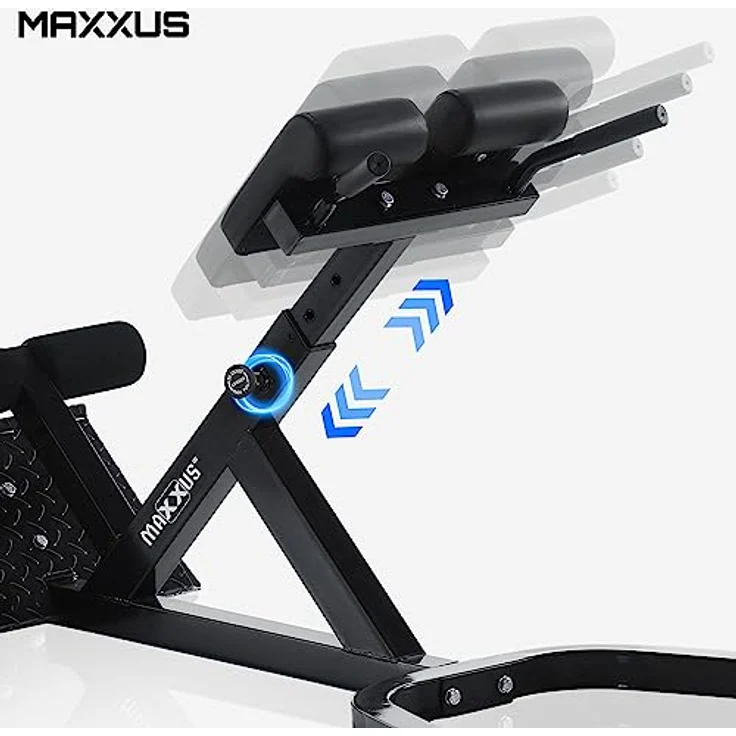 MAXXUS Hyperextension Rückentrainer - Verstellbar, bis 150 kg, mit Beinfixierung, Haltegriffen - Bauchtrainer, Römische Bank, Multifunktionales Workout Bench, Rückenstrecker für Zuhause, Fitness – Bild 3