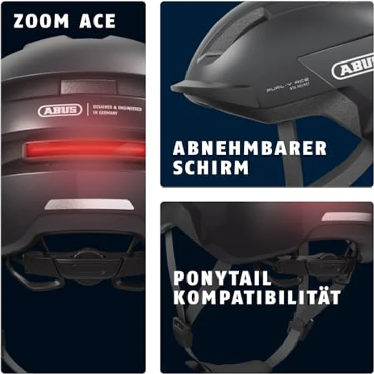 ABUS Fahrradhelm PURL-Y ACE mit LED-Licht – NTA-Schutzhelm für E-Bike und S-Pedelec – Dunkelgrau, Größe S – Bild 3