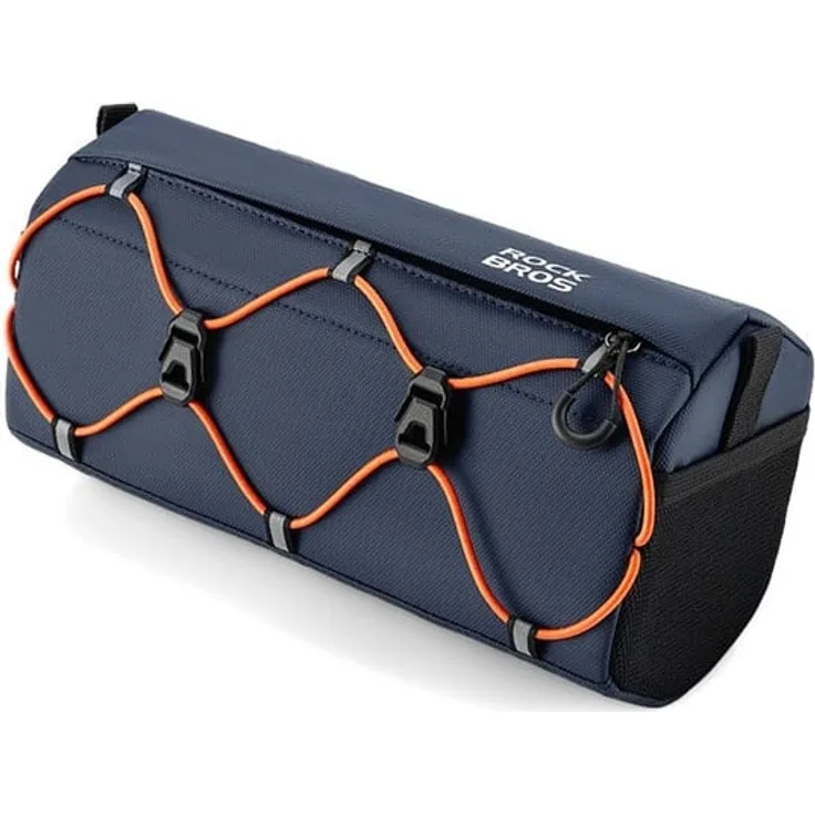 Rockbros 30110054002 Fahrradtasche für Lenker, 2.2 l Volumen, blau, mit verstellbarem Schultergurt und Reflektoren
