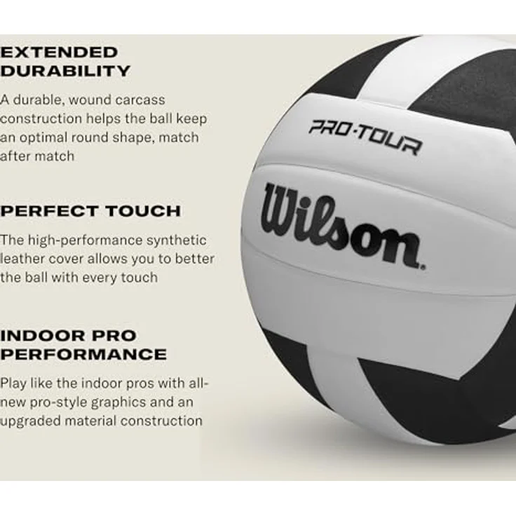 Wilson Pro Tour Volleyball, Soft-Touch Spielball mit V-Tec-Nähten, Hellblau/Weiß – Bild 5