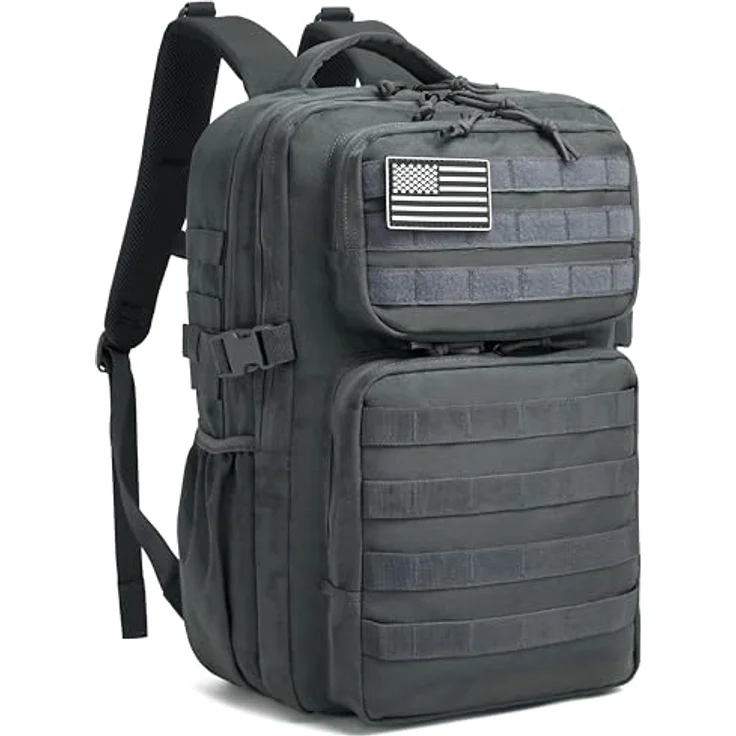 Wotony Militärischer taktischer Rucksack, 35L wasserdichter Tagesrucksack mit Molle-System und Wasserflaschenhalter (Grau) – Bild 1