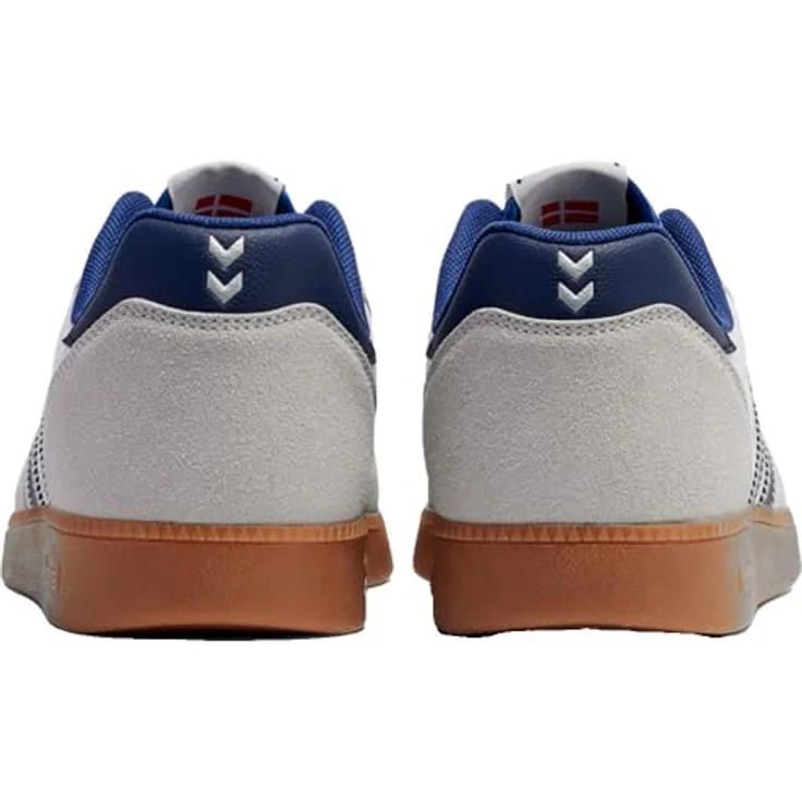 Hummel Perfekt NS Handball Sneaker Schuhe, vegan, strapazierfähiges Obermaterial aus Polyurethan, thermoplastische Gummisohle, White/Blue, Größe 46 EU – Bild 3