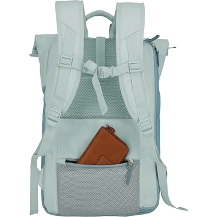 Travelite Rucksack BASICS, Handgepäck 15,6 Zoll Laptop Rucksack mit Rolltop Funktion, 60 cm, 35 Liter, Ice Blue – Bild 3