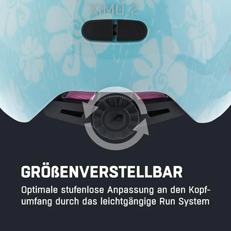 ALPINA Ximo, Leichter Kinderfahrradhelm mit 360°-Fitsystem, optionalem LED-Licht, Aqua Rose Flower Gloss, Größe 49-54 – Bild 5