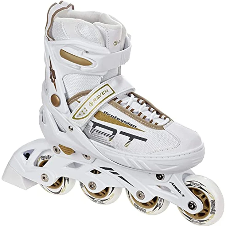 RAVEN Profession 4in1 Inlineskates Triskates Rollschuhe Schlittschuhe, verstellbar, White/Gold, Gr. 35-39 (23cm-25,5cm), PU-Rollen, SAS Shock-Absorbing-System, Triple-Vent-System – Bild 3