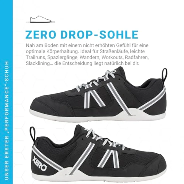 Xero Shoes Prio Laufschuhe, Mesh Obermaterial, Anti-Rutsch-Sohle, Schwarz EU 43 – Bild 3