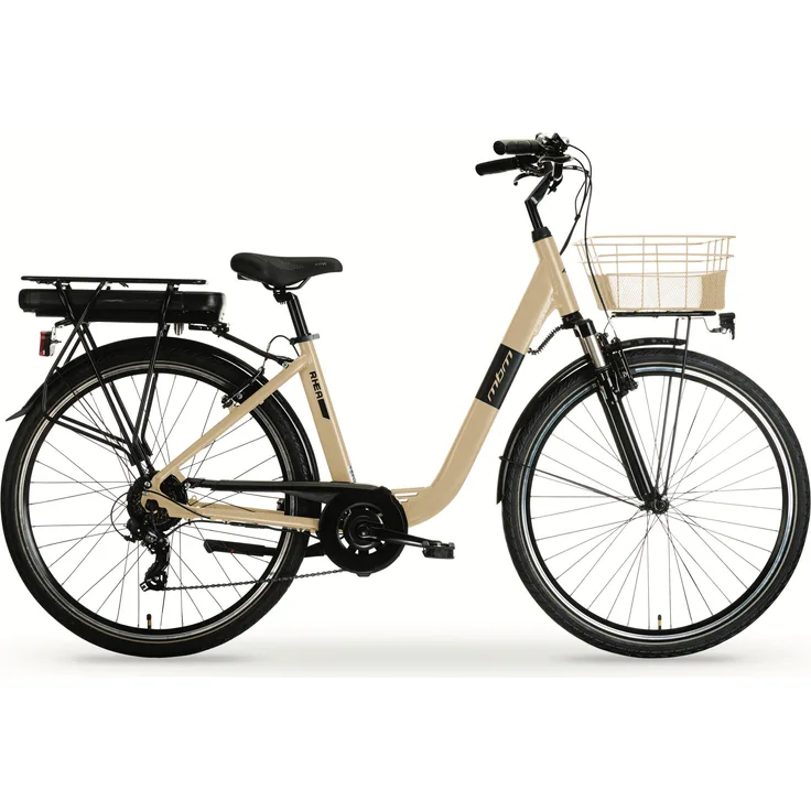 MBM Elektro-Citybike NEW RHEA 26 Zoll, creme, mit 6-Gang Shimano Schaltung und 90 km Reichweite