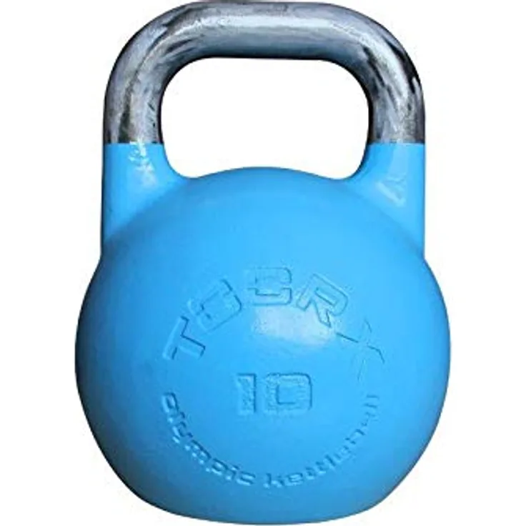 Toorx Kettlebell 10 kg, olympische Evo-Stahl, hellblau, für Kraft- und Flexibilitätstraining