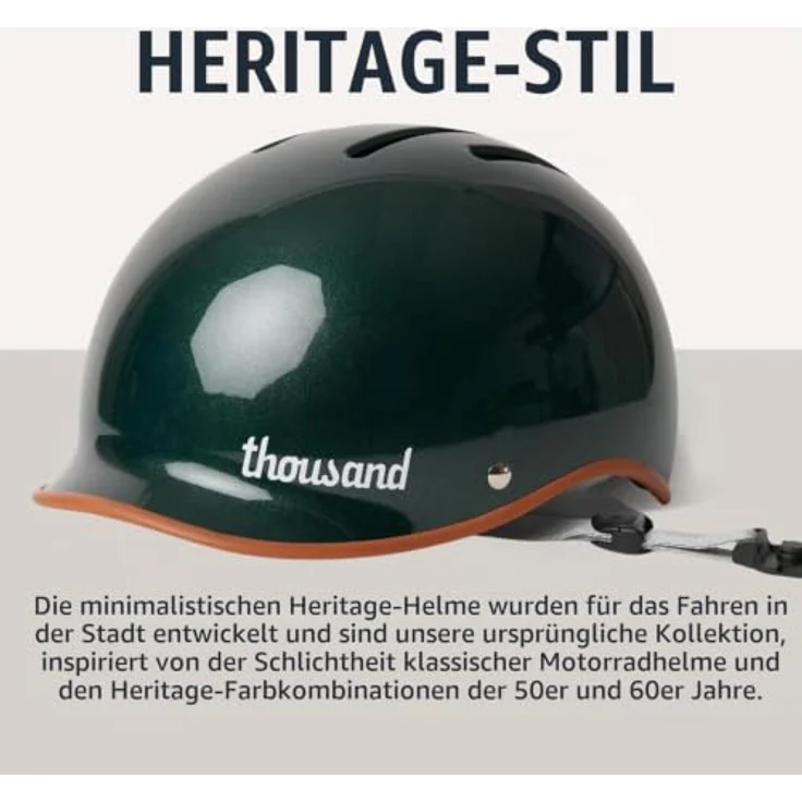 Thousand Heritage 2.0, Velohelm (59 - 62 cm) mit aktiver Belüftung, veganem Lederriemen und leichtem Design – Bild 5