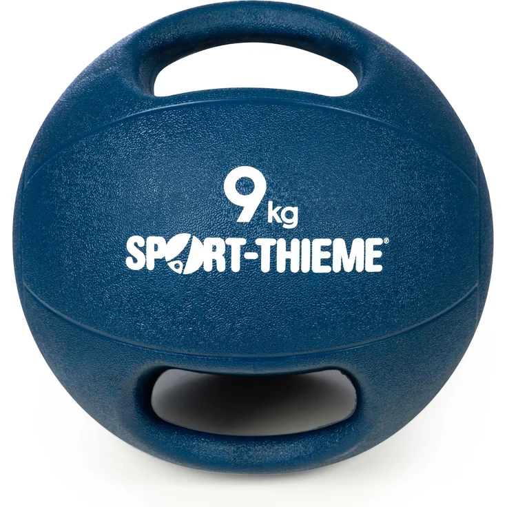 Sport-Thieme Medizinball Dual Grip, 9 kg, 280 mm, Dunkelblau, rutschfest und abwaschbar aus Gummi
