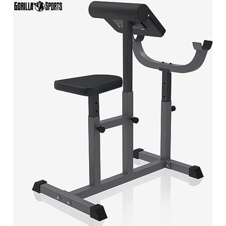 GYRONETICS® Curlbank - 90 x 65 x 80-112 cm, Sitz 5-fach, Curlpult und Hantelablage 4-Fach Höhenverstellbar, Rutschfesten Füßen, bis 150kg Belastbar - Hantelbank, Scottbank, Bizepsbank, Scott-Bank – Bild 2