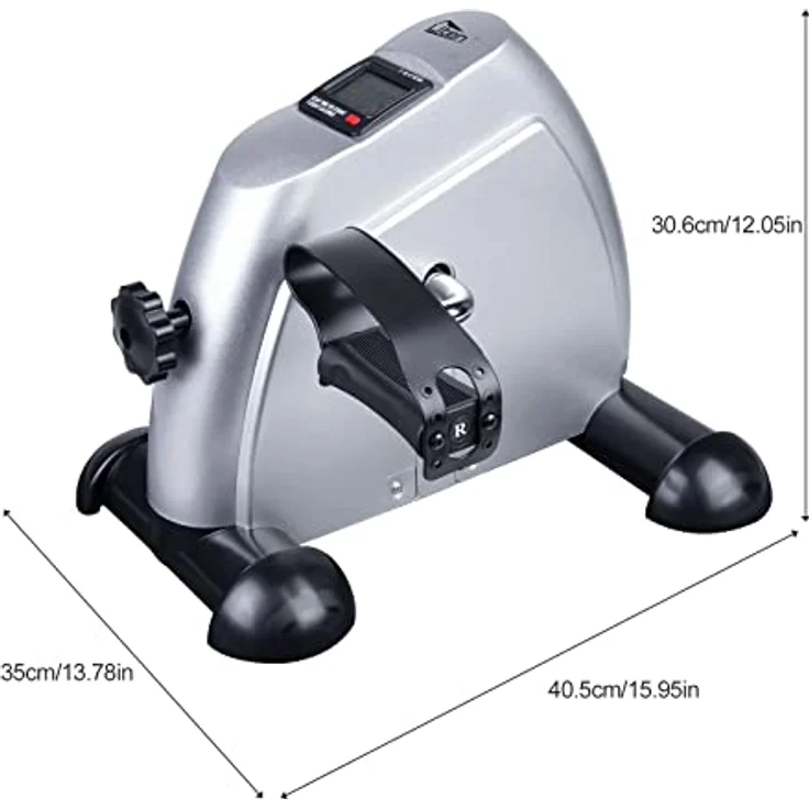 Uten Beintrainer, Heimtrainer Mini Bike Arm und Beintrainer für Zuhause Büro Einstellbarer Widerstand mit Rutschfester Matte für Senioren Reha Maßnahmen Silber – Bild 3