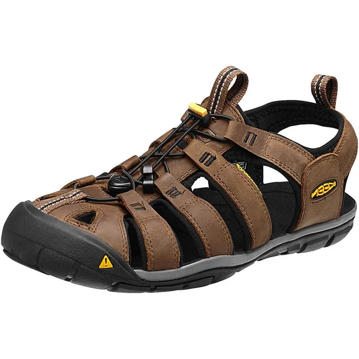 Keen Clearwater CNX Leather, Herren Echtleder Sandale mit anatomisch geformter Innensohle, dark earth/black, Größe 46 EU
