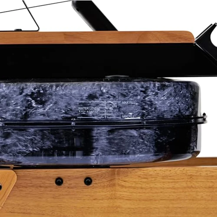 HAMMER AquaFold Wasser-Rudergerät, Echtholz, klappbar, 99% vormontiert mit 6-fach verstellbarem Wasserwiderstand und Bluetooth Trainingscomputer – Bild 4