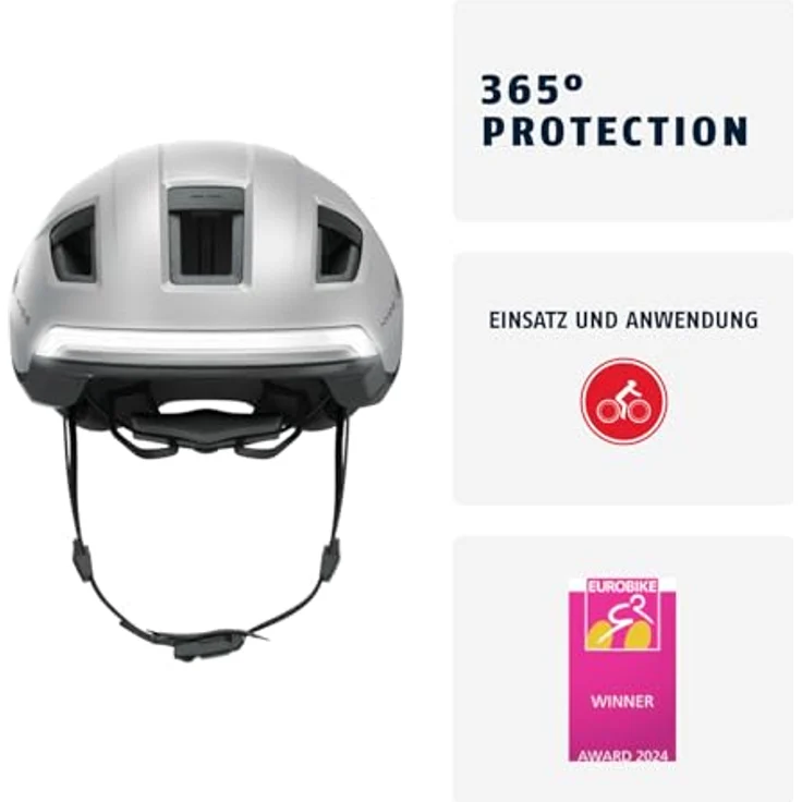 ABUS HYP-E Fahrradhelm, Helm mit Frontlicht, Rücklicht und Blinklicht, ideal für E-Bike und S-Pedelec, für Jugendliche und Erwachsene, ilber, Größe S (51-55 cm) – Bild 2