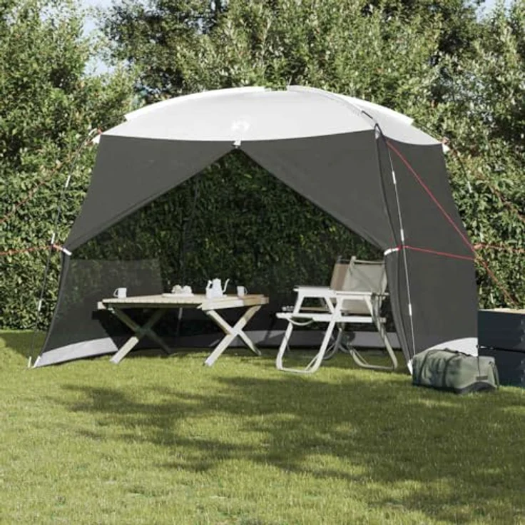 vidaXL Moskitonetz-Zelt mit Dach Grau 320 x 320 x 218 cm, UV-beständig, wetterfest, tragbarer Gartenpavillon – Bild 2