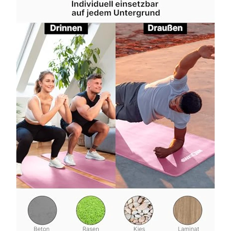 NEOLYMP Fitnessmatte, Yogamatte in Pink mit Tragegurt und Trainingsbuch inklusive Übungseinheiten – Bild 8