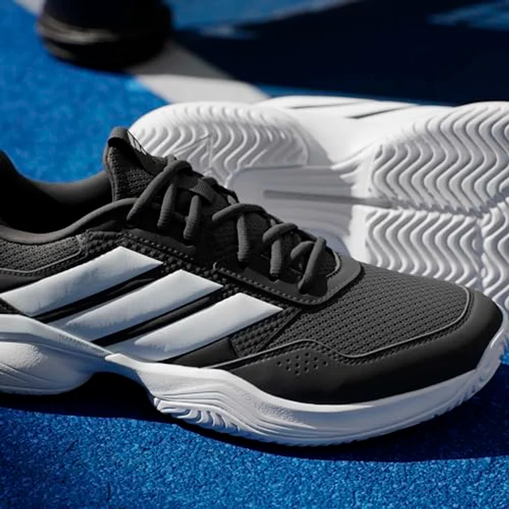 Adidas GameCourt 3 Allcourt Tennisschuh, Weiß/Core Black/Cloud White, LIGHTMOTION Dämpfung, abriebfeste Gummiaußensohle, TPU-Fersen-Clip – Bild 2