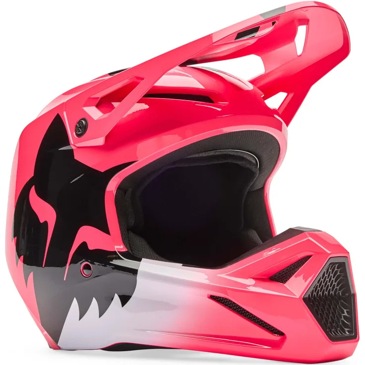 Fox V1 Shield Jugend Motocross Helm, pink, mit MIPS-Schutzsystem und optimaler Luftzirkulation, Größe Y/L (52/53)