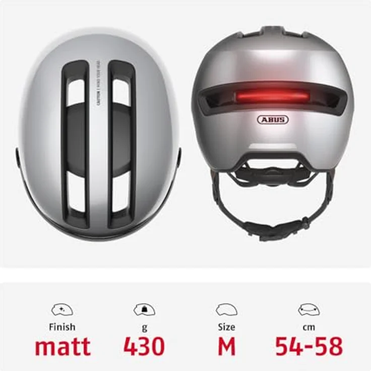 Abus HUD-Y ACE, Velohelm mit integrierten Glas-Visier und aufladbarer Heck-LED, 54 - 58 cm – Bild 3
