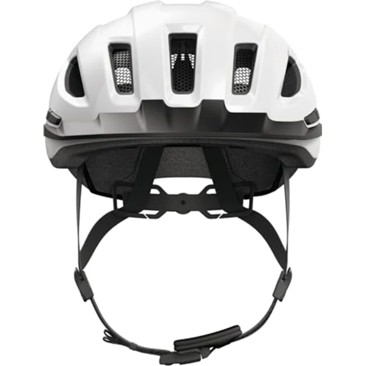 ABUS Stadthelm Urban-I 4.0, Fahrradhelm Größe XL mit aufladbarem Rücklicht, 2 Leuchtmodi, Schirm, Zopf-Öffnung und magnetischem Verschluss, weiß – Bild 2