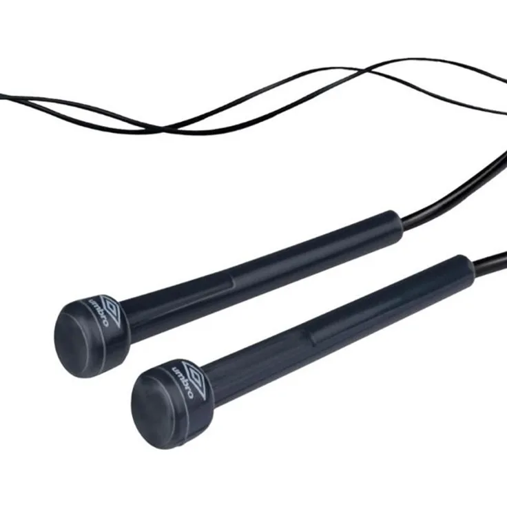Umbro Adjustable Speed Rope, Verstellbares PVC-Springseil 280 cm, ergonomische Griffe, schwarz