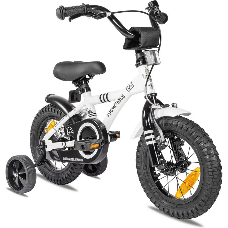 PROMETHEUS BICYCLES HAWK 12 Zoll Kinderfahrrad, 1 Gang, mit Rücktrittbremse und Stützrädern für Jungen und Mädchen, ab 3 Jahren