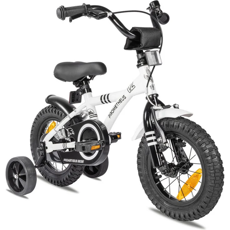PROMETHEUS BICYCLES HAWK 12 Zoll Kinderfahrrad, 1 Gang, mit Rücktrittbremse und Stützrädern für Jungen und Mädchen, ab 3 Jahren