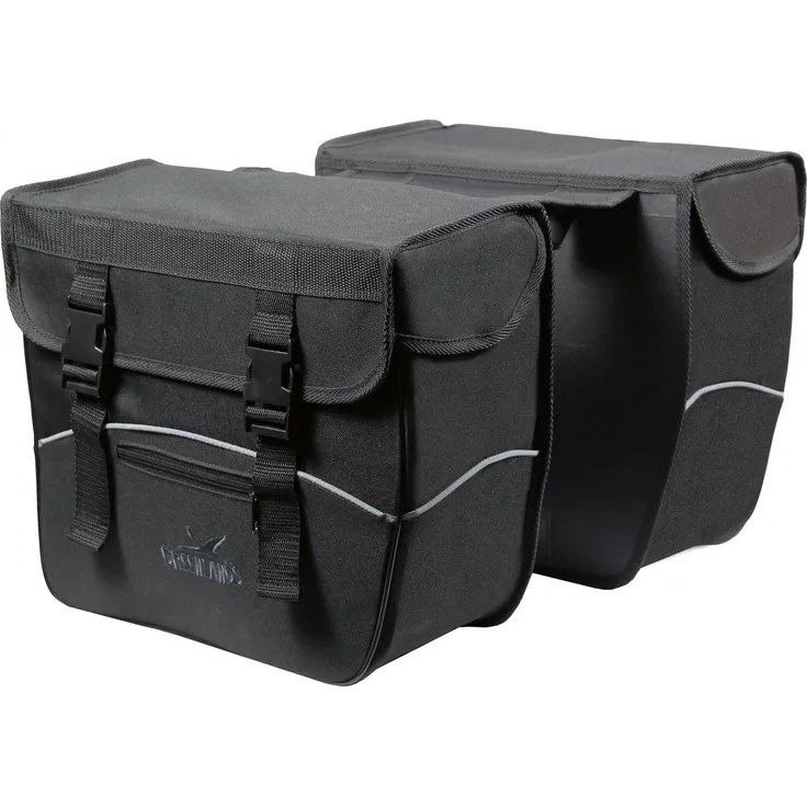 GREENLANDS BICYCLE BAGS Doppel Fahrradtasche, Gepäckträgertasche aus wasserdichtem 600D Polyester, ca. 34 Liter Volumen, mit Reflexstreifen und Klettbefestigung
