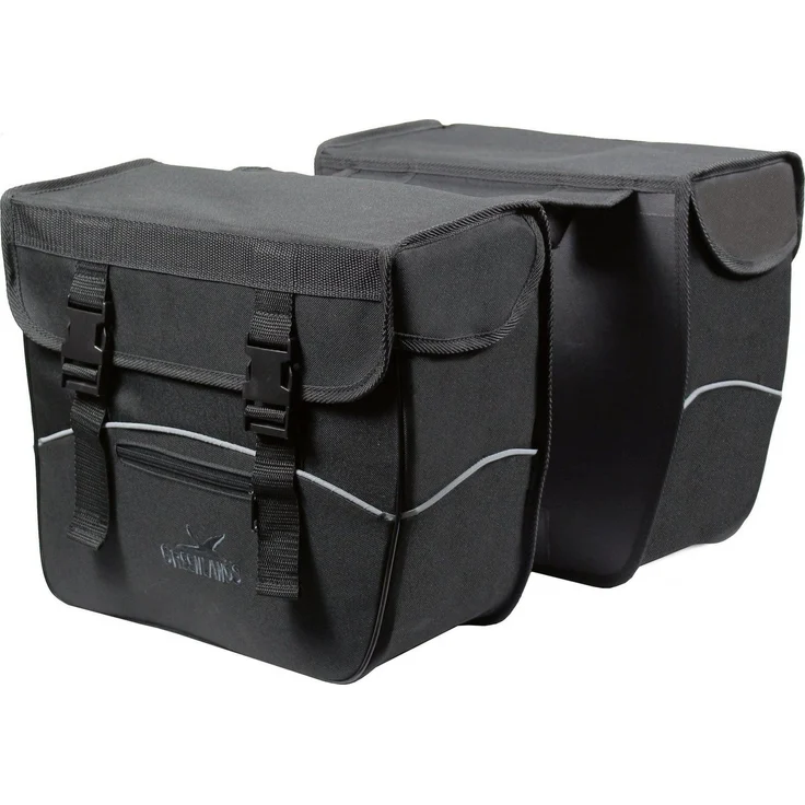 GREENLANDS BICYCLE BAGS Doppel Fahrradtasche, Gepäckträgertasche aus wasserdichtem 600D Polyester, ca. 34 Liter Volumen, mit Reflexstreifen und Klettbefestigung