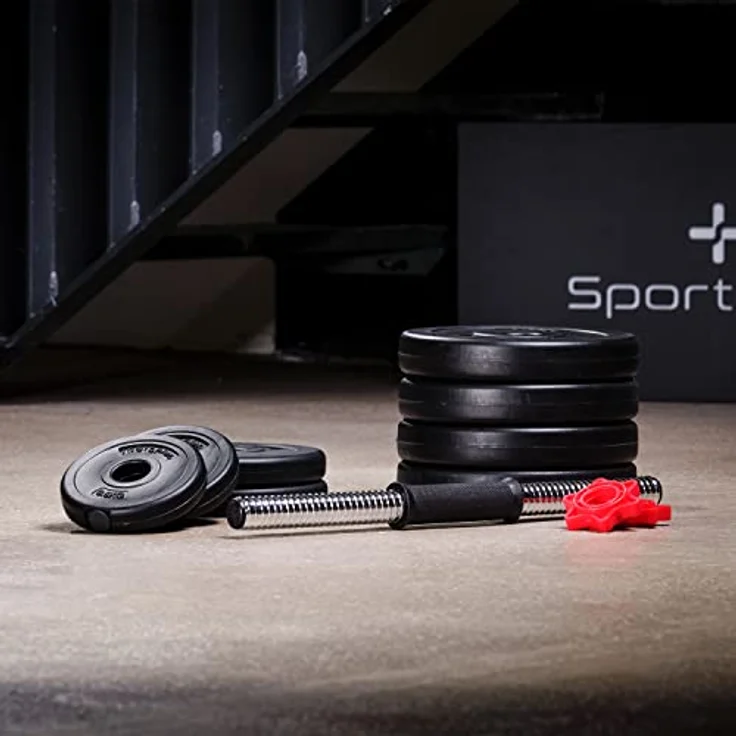 SportPlus SP-WS-015-V Vinyl Hantelset 15 kg, Kurzhantelset mit Sternverschluss, blau – Bild 4