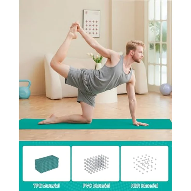 Good Nite Gymnastikmatte TPE, rutschfest, 183 x 61 x 0.6 cm, türkis, mit Tragegurt für Pilates und Yoga – Bild 5