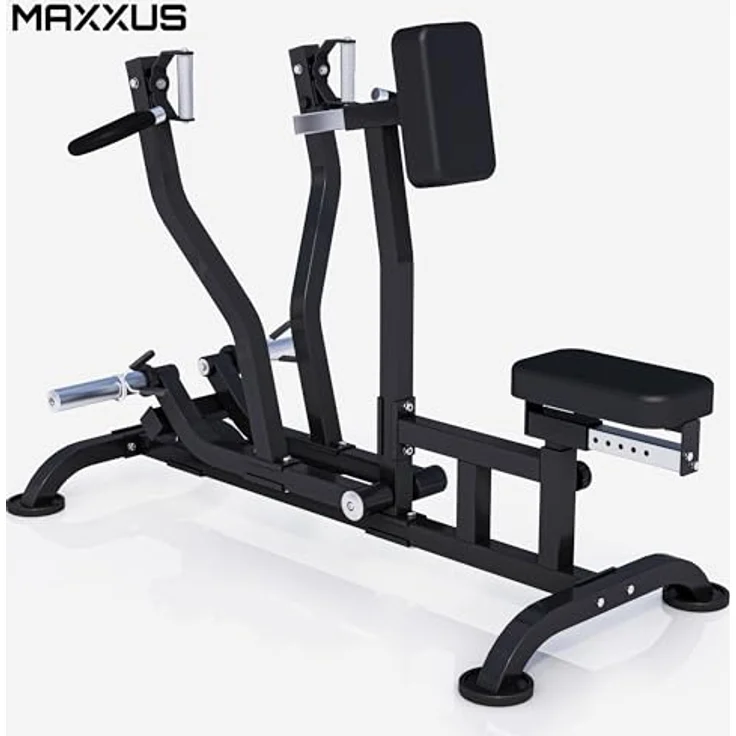 GORILLA SPORTS MAXXUS Rudermaschine - Verstellbar, 140x96x110 cm, für 30/31 und 50/51mm Hantelscheiben, bis 200 kg, rutschfeste Füße, Schwarz - Rückentrainer, Rudergerät für Zuhause, Krafttraining – Bild 3