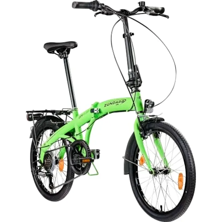 Zündapp ZF20 Speed Folder, 20 Zoll Klapprad mit 6 Gang Shimano Tourney Schaltung, schwarz/grün