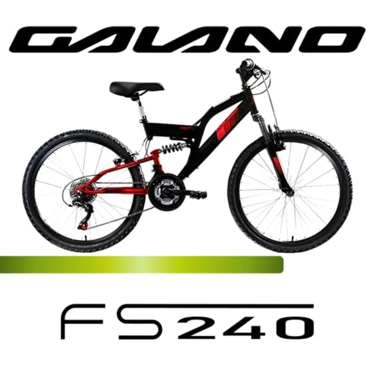 Galano Mountainbike FS240, 18 Gang Shimano Tourney, 24 Zoll Jugendfahrrad für 130-145 cm, schwarz/grün – Bild 2