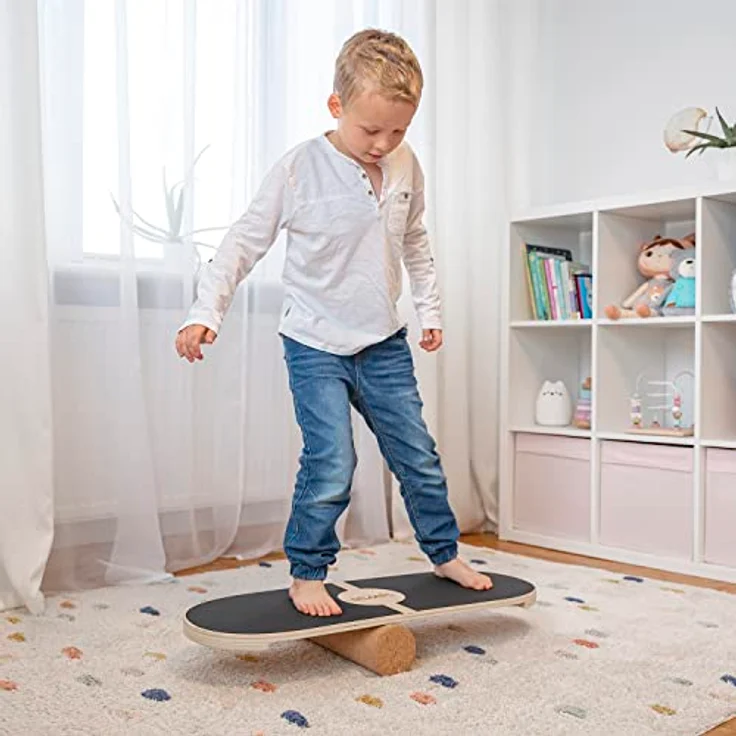 Selonis Balance Board Aus Holz Für Erwachsene Und Kinder Koordinationstraining Balancebrett Physiotherapie Skateboard Surfbrett Surf Sport Fitness Crossfit Yoga - Mit Matte Und Ohne Matte Erhältlich – Bild 4