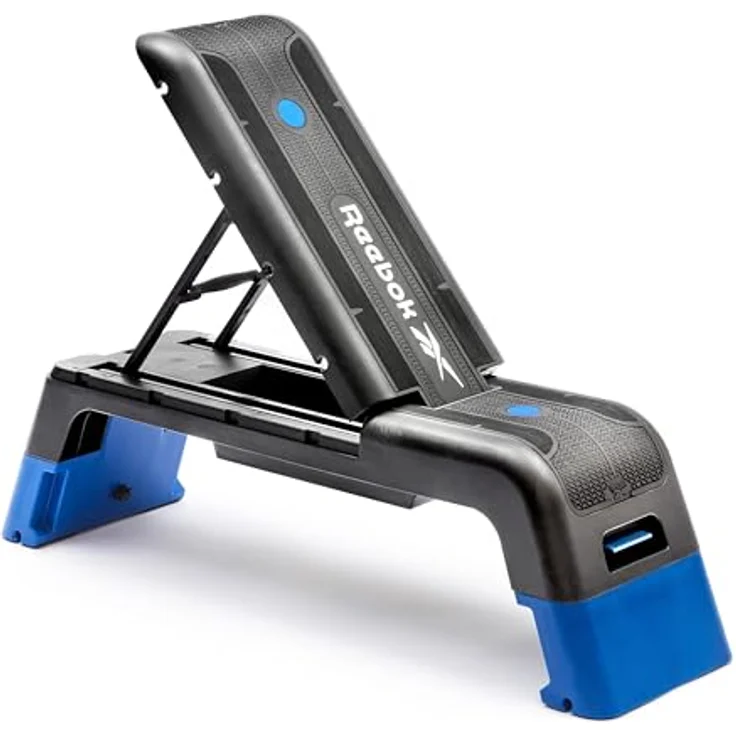 Reebok Deck Training Bench - Vielseitige Fitnessplattform mit 20+ Setup-Kombinationen, Neigungs- und Höhenverstellung, blau – Bild 1